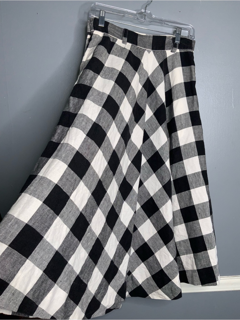 Liz Claiborne Vintage Black & White Linen Check A-Line Skirt Size 8 - Picture 6 of 9